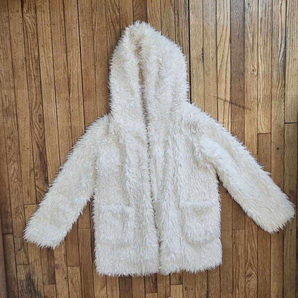 Forever Cozy White Furry Hooded Jacket